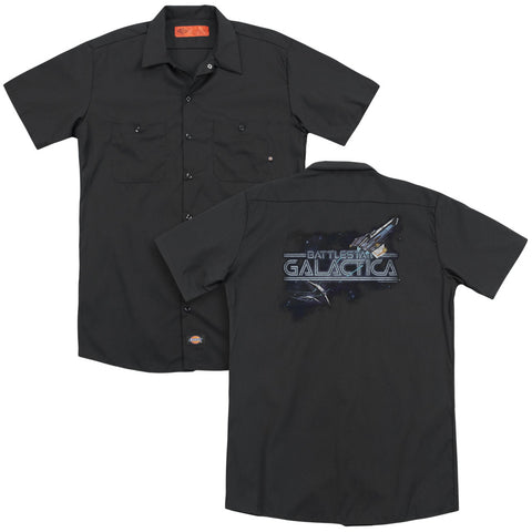 Bsg/cylon Pursuit (back Print) - Adult Work Shirt - Black