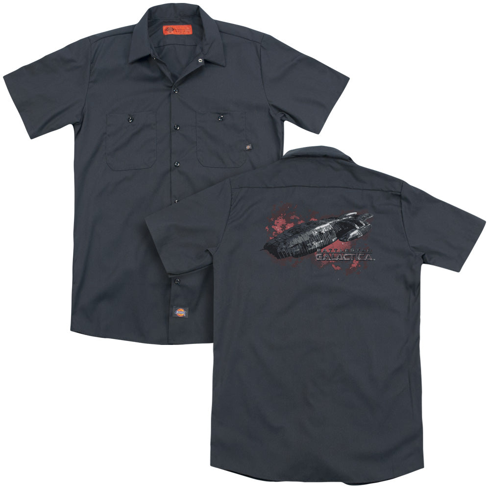 Bsg/galactica (back Print) - Adult Work Shirt - Charcoal
