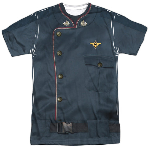 Battlestar Galactica/duty Blue-s/s Adult Poly Crew-white