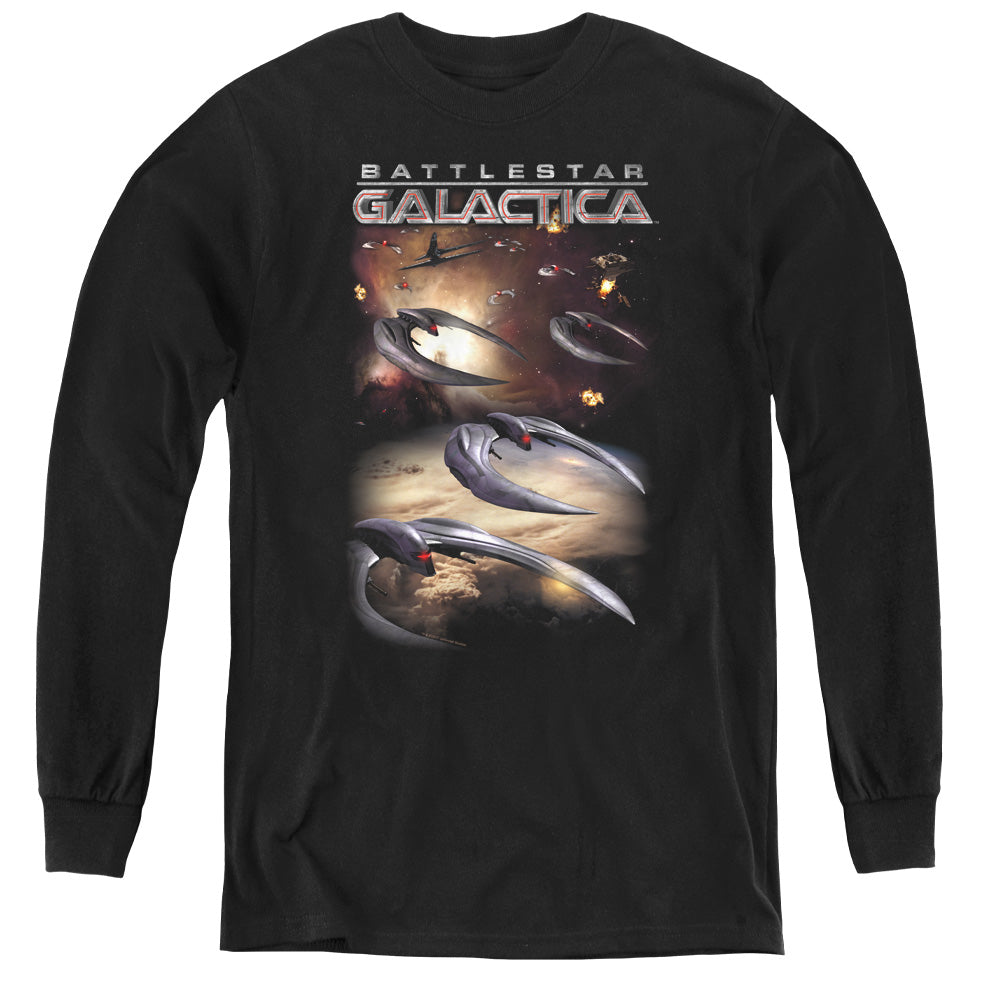 Battlestar Galactica (new)/when Cylons Attack-youth Long Sleeve Tee-black