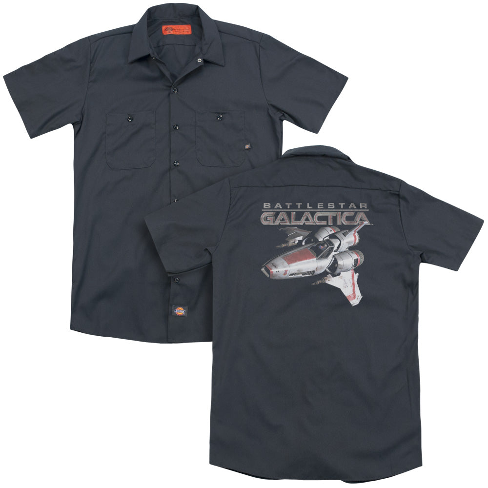 Bsg/mark Ii Viper (back Print) - Adult Work Shirt - Charcoal