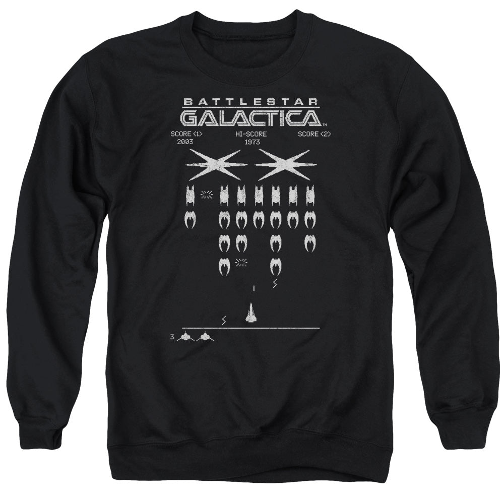Bsg/galactic Invaders-adult Crewneck Sweatshirt-black