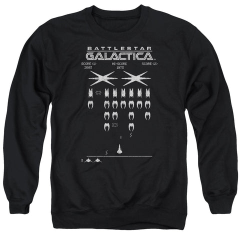 Bsg/galactic Invaders-adult Crewneck Sweatshirt-black