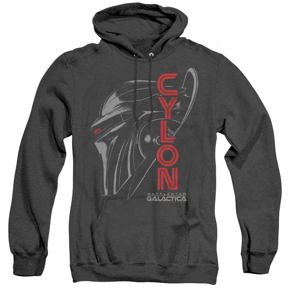 Bsg/cylon Face-adult Heather Hoodie-black