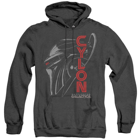 Bsg/cylon Face-adult Heather Hoodie-black