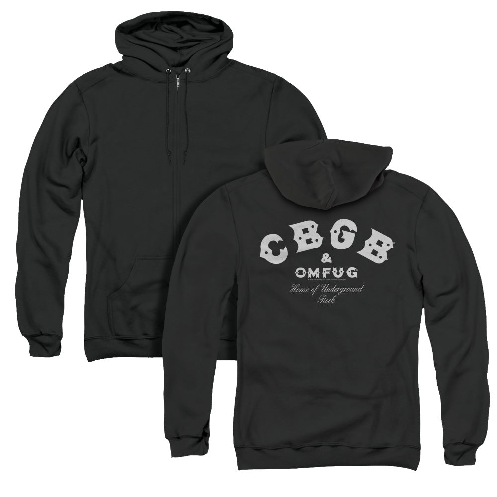 Cbgb/classic Logo (back Print) - Adult Zipper Hoodie-black
