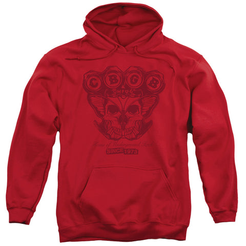 Cbgb/moth Skull-adult Pull-over Hoodie-red