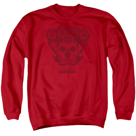 Cbgb/moth Skull - Adult Crewneck Sweatshirt - Red