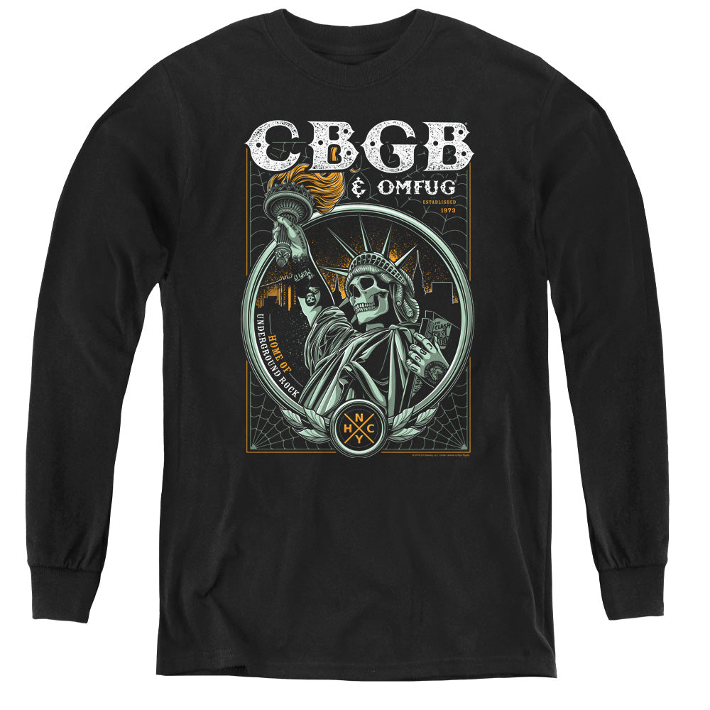 Cbgb/liberty Skull-youth Long Sleeve Tee-black