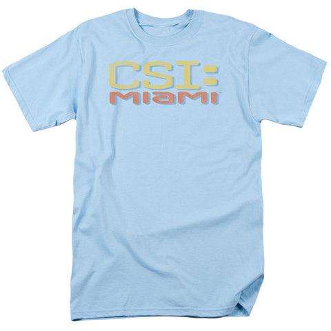 Csi Miami/logo Distressed - S/s Adult 18/1 - Light Blue