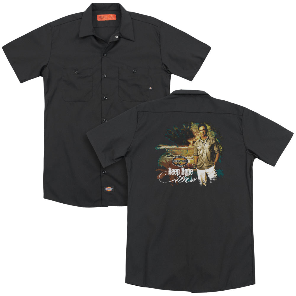 Survivor/keep Hope Alive (back Print) - Adult Work Shirt - Black