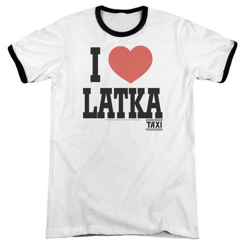 Taxi/i Heart Latka - Adult Ringer - White/black