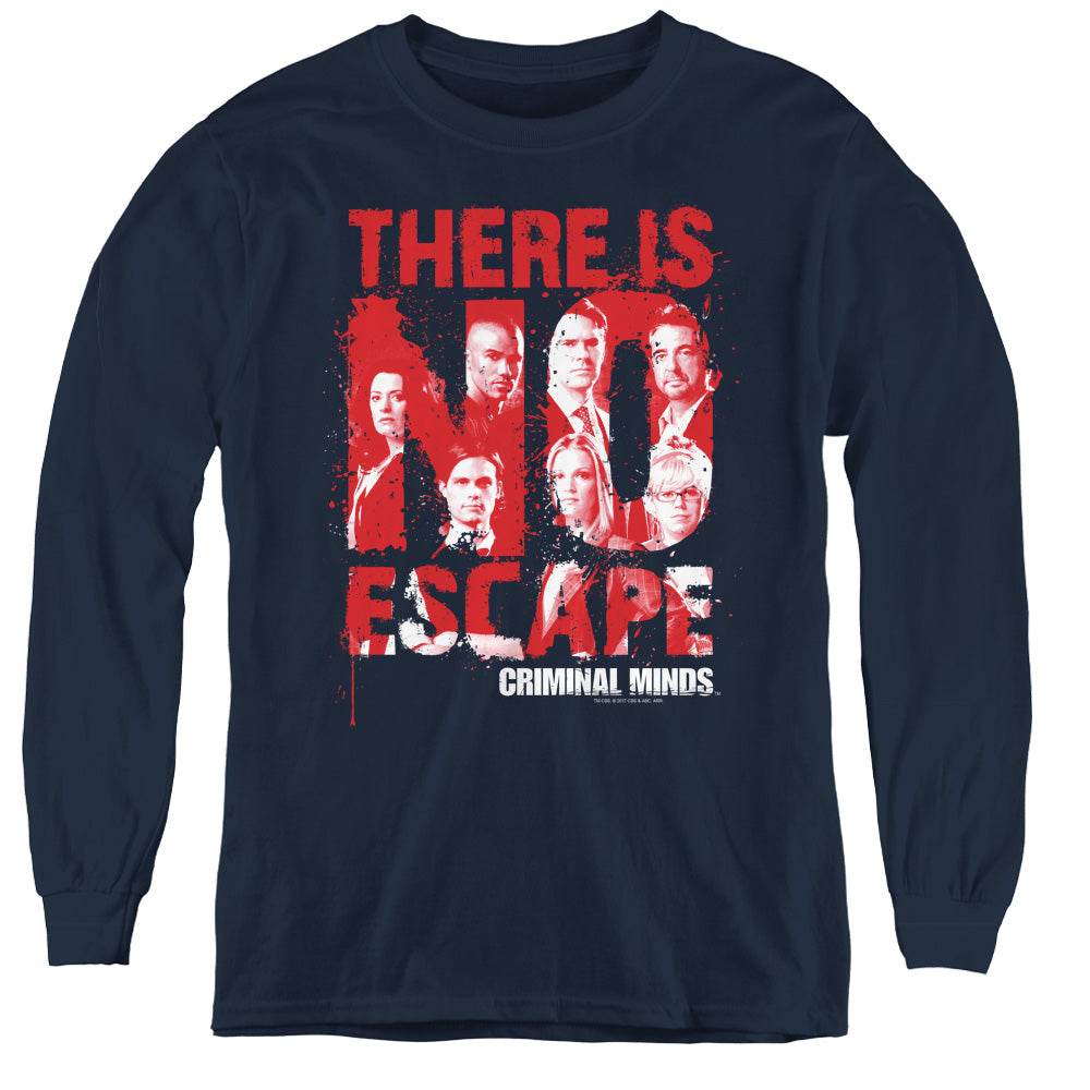Criminal Minds/no Escape - Youth Long Sleeve Tee - Navy