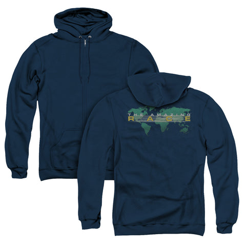 Amazing Race/around The World (back Print) - Adult Zipper Hoodie - Navy