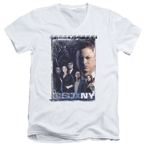 Csi Ny/watchful Eye - S/s Adult V-neck - White