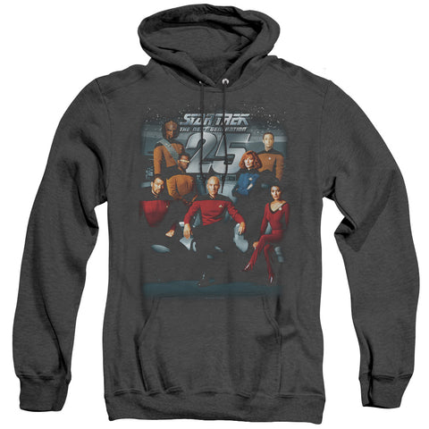 Star Trek/25th Anniversary Crew - Adult Heather Hoodie - Black