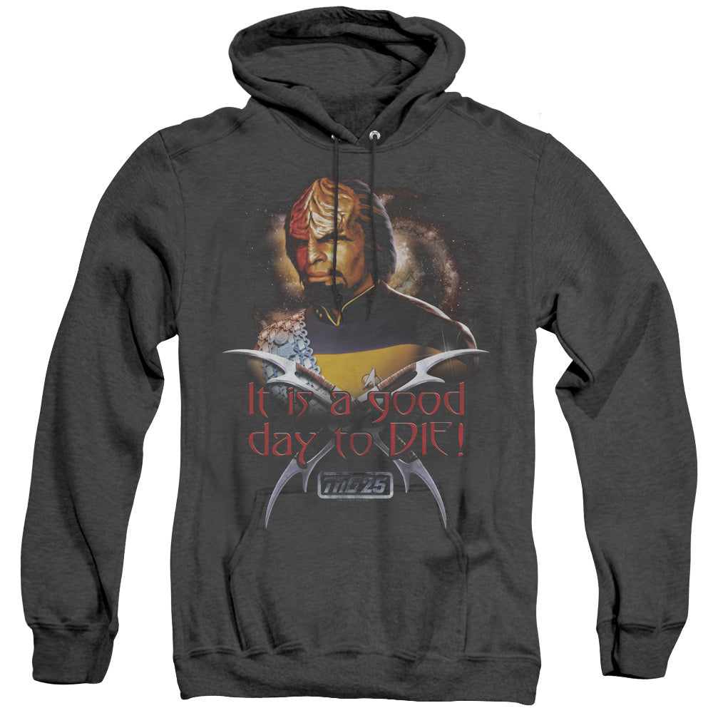 Star Trek/good Day To Die - Adult Heather Hoodie - Black