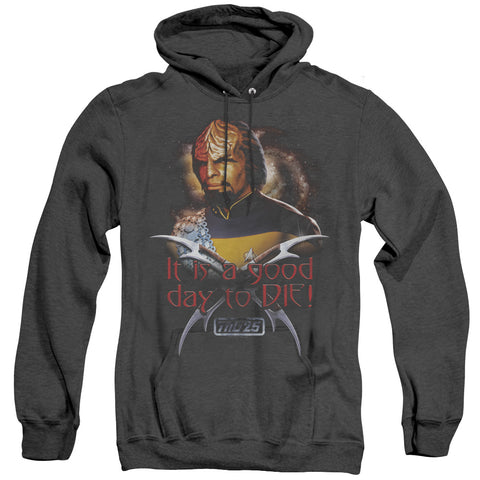 Star Trek/good Day To Die - Adult Heather Hoodie - Black