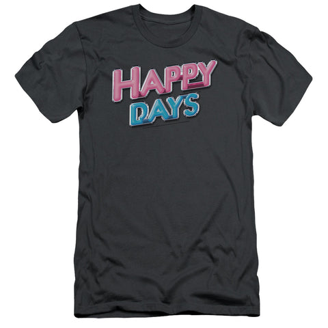 Happy Days/happy Days Logo - S/s Adult 30/1 - Charcoal