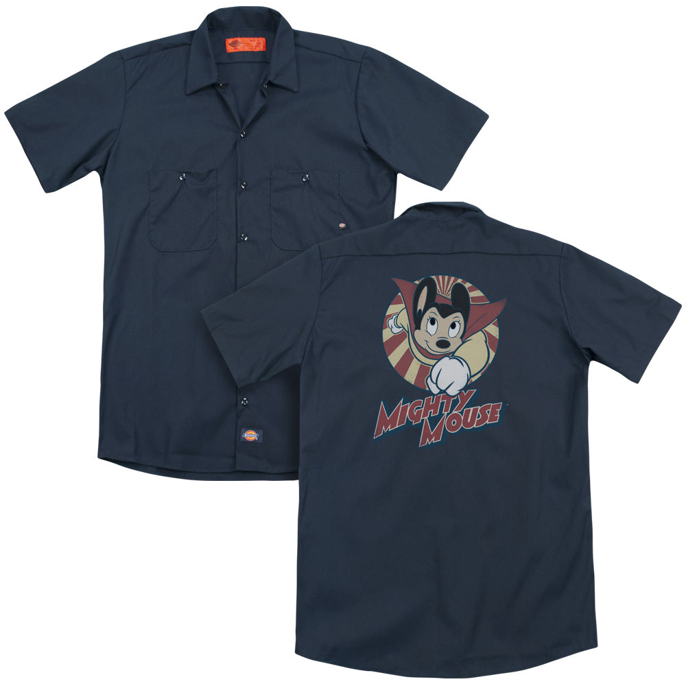 Mighty Mouse/the One The Only (back Print) - Adult Work Shirt - Navy