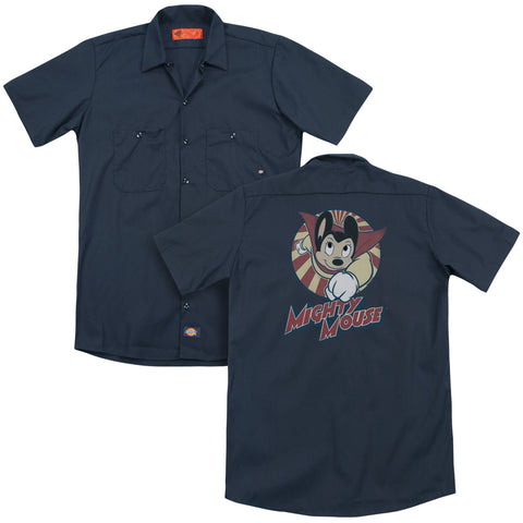 Mighty Mouse/the One The Only (back Print) - Adult Work Shirt - Navy