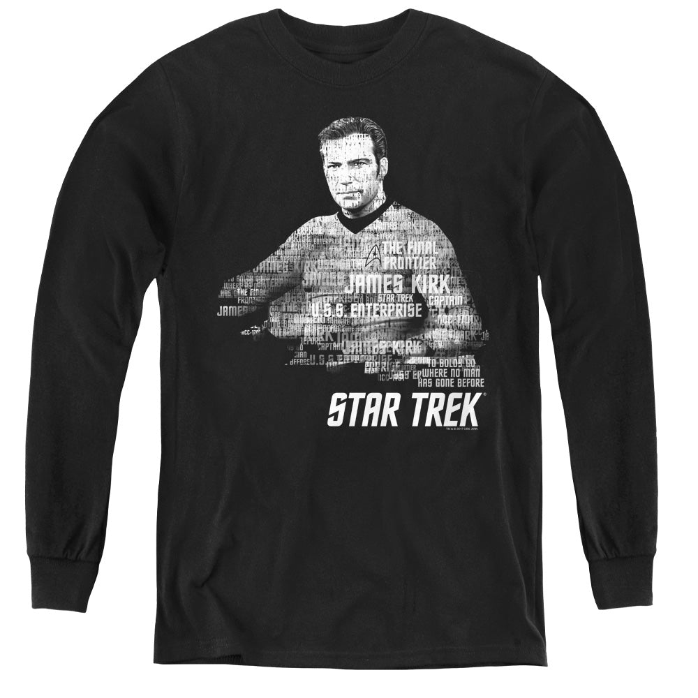 Star Trek/kirk Words - Youth Long Sleeve Tee - Black