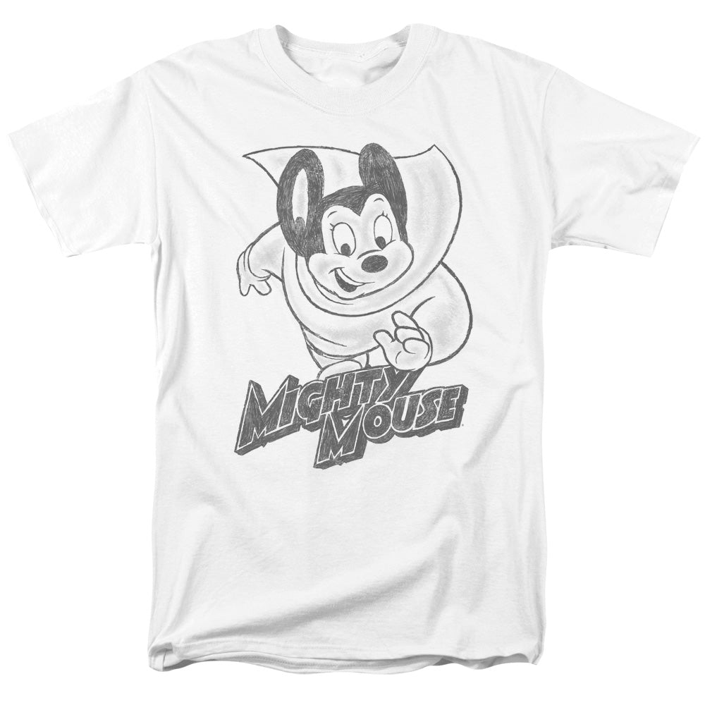 Mighty Mouse/mighty Sketch - S/s Adult 18/1 - White