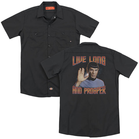 St Original/live Long And Prosper (back Print) - Adult Work Shirt - Black