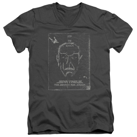 Star Trek/join The Search - S/s Adult V-neck - Charcoal
