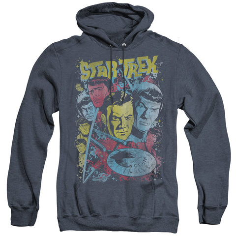 Star Trek/classic Crew Illustrated - Adult Heather Hoodie - Navy