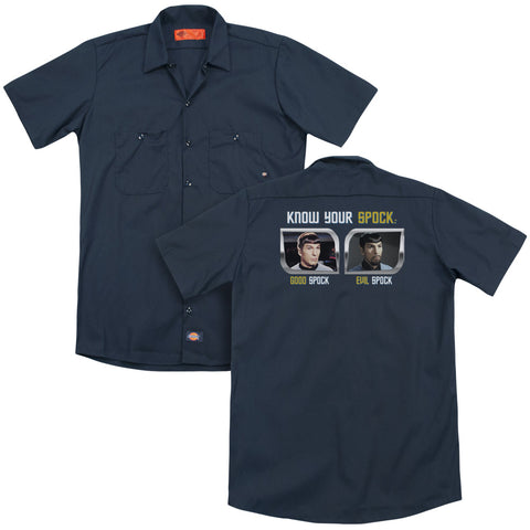 St Original/know Your Spock (back Print) - Adult Work Shirt - Navy
