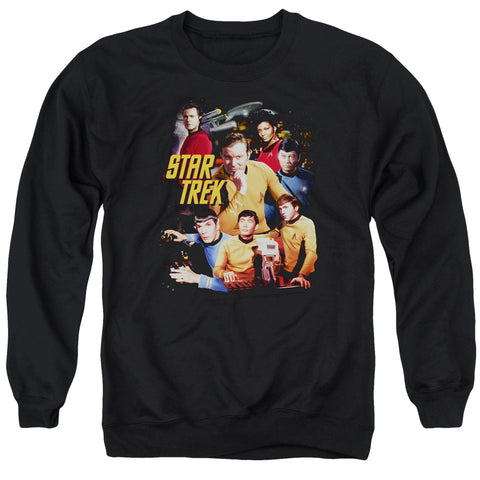 Star Trek/at The Controls - Adult Crewneck Sweatshirt - Black