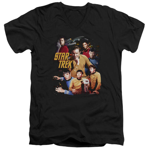 Star Trek/at The Controls - S/s Adult V-neck - Black