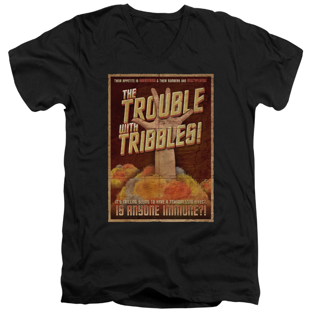 Star Trek/tribbles: The Movie - S/s Adult V-neck - Black