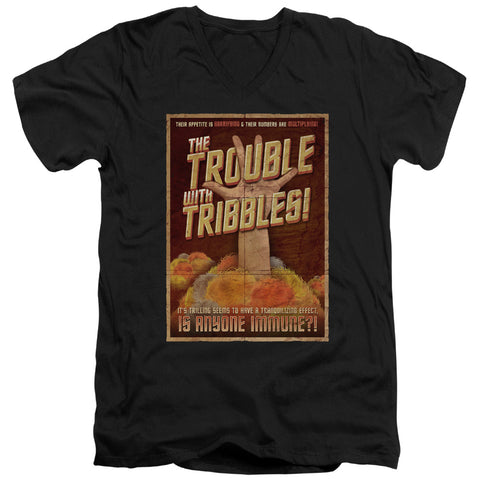 Star Trek/tribbles: The Movie - S/s Adult V-neck - Black