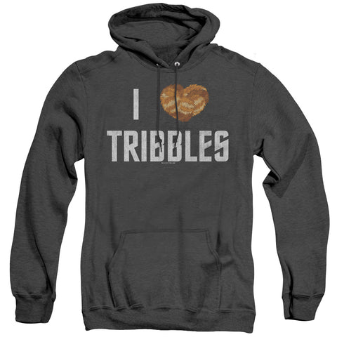 Star Trek/i Heart Tribbles - Adult Heather Hoodie - Black