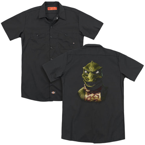 Star Trek/gorn Bust (back Print) - Adult Work Shirt - Black
