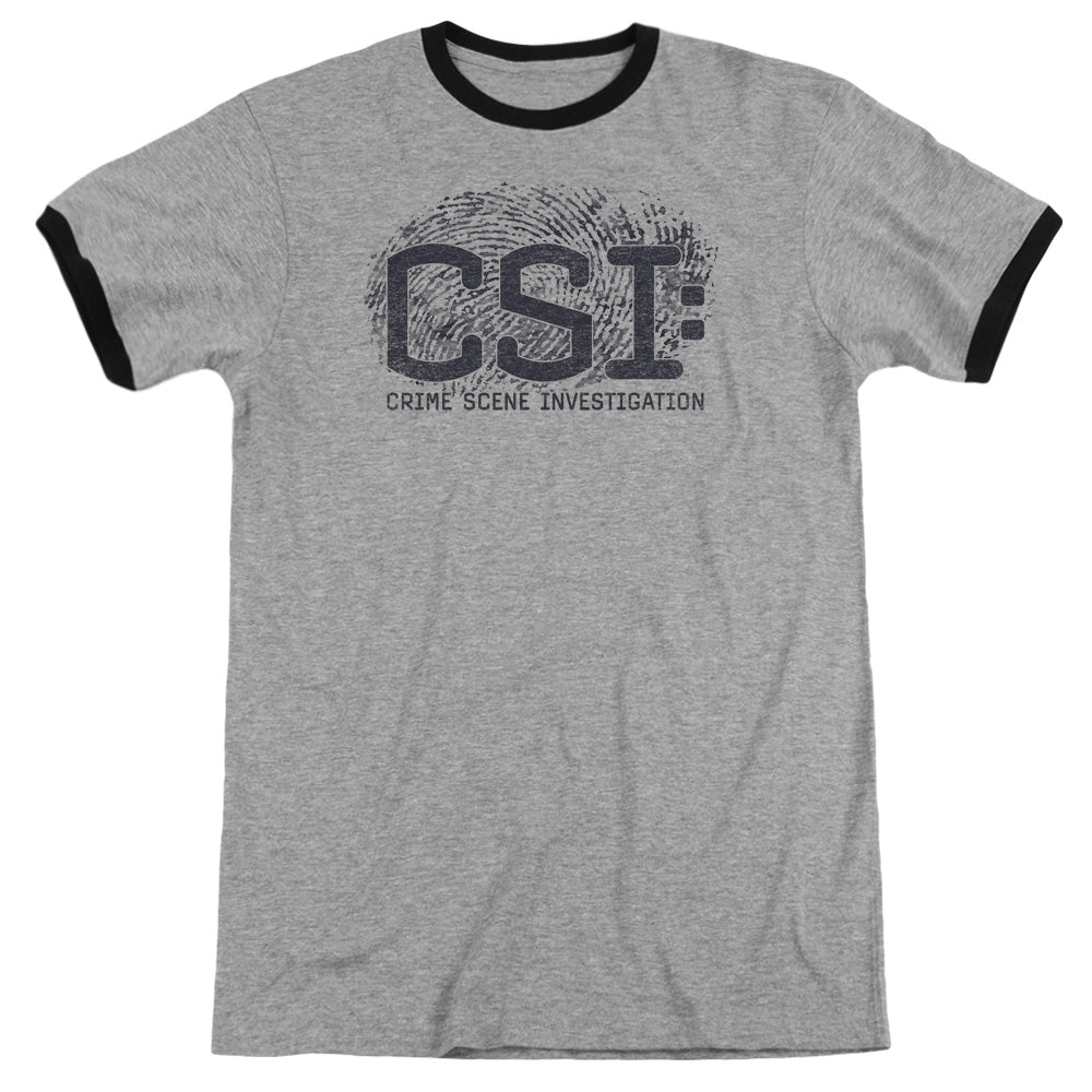 Csi/distressed Logo - Adult Ringer - Heather/black