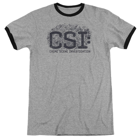 Csi/distressed Logo - Adult Ringer - Heather/black