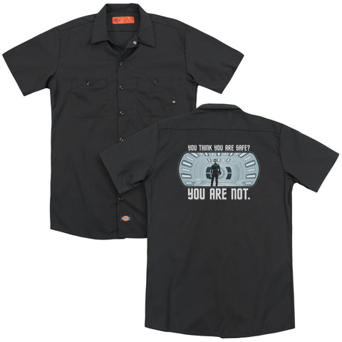Star Trek/not Safe (back Print) - Adult Work Shirt - Black