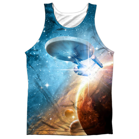 Star Trek/final Frontier-adult 100% Poly Tank Top-white