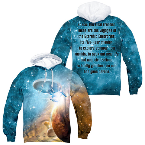 Star Trek/final Frontier (front/back Print)-adult Poly Pullover Hoodie-white