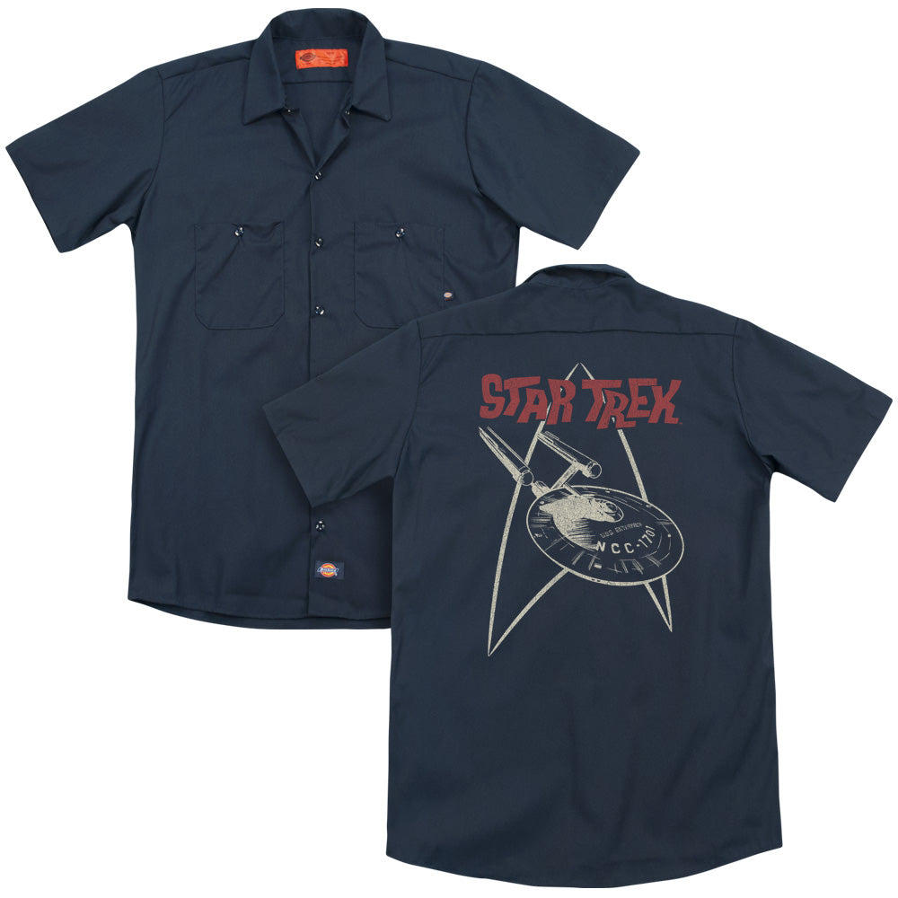 Star Trek/ship Symbol (back Print) - Adult Work Shirt - Navy