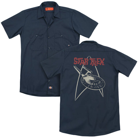 Star Trek/ship Symbol (back Print) - Adult Work Shirt - Navy