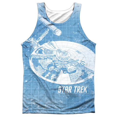 Star Trek/ships Blueprint-adult 100% Poly Tank Top-white