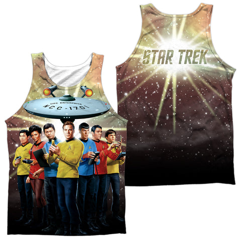 Star Trek/original Crew (front/back Print)-adult 100% Poly Tank Top-white