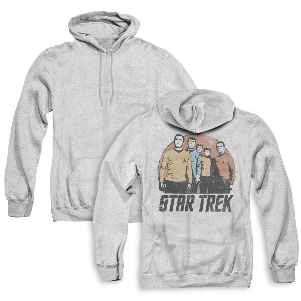 Star Trek/landing Party (back Print) - Adult Zipper Hoodie-athletic Heather