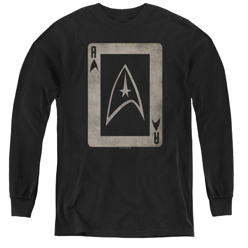 Star Trek/tos Ace-youth Long Sleeve Tee-black