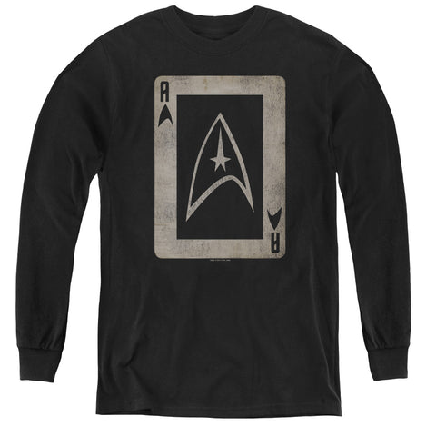 Star Trek/tos Ace-youth Long Sleeve Tee-black