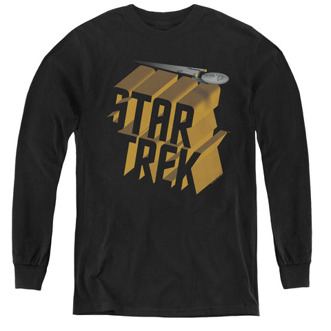 Star Trek/3d Logo-youth Long Sleeve Tee-black